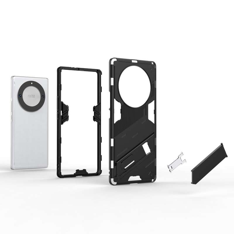 For Honor X9a/X40 5G/Magic5 Lite Punk Armor PC + TPU Phone Case with Holder(White)