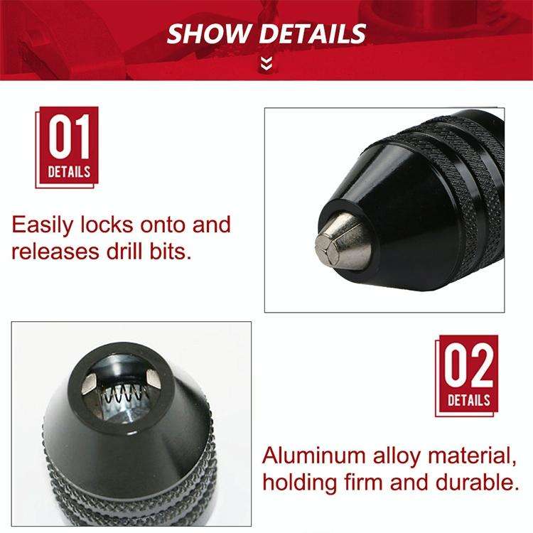 Hex Shank Mini Drill Chuck Conversion Three Jaw Chuck Power Tool, Model:Hex Shank Black Chuck (0....