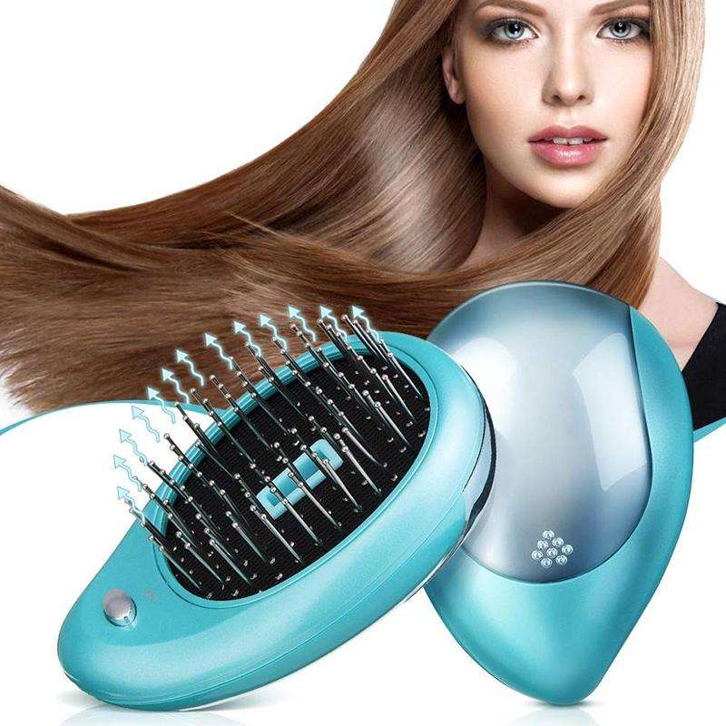 Portable Electric Hair Ionic Brush Hair Straightener Brush Negative Ion Comb Anti-static Massage ...