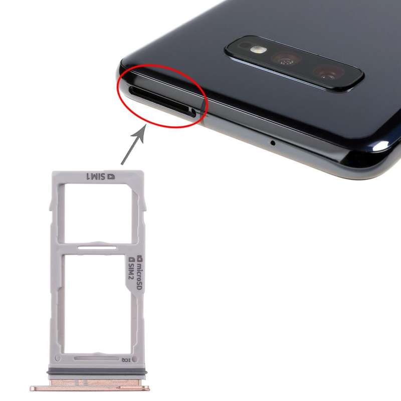 For Galaxy S10+ / S10 / S10e SIM Card Tray + SIM Card Tray / Micro SD Card Tray(Rose Gold)
