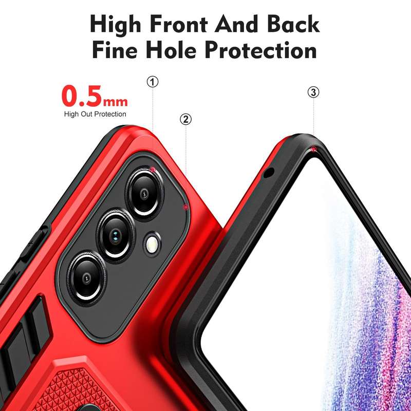 For Samsung Galaxy A34 5G Variety Brave Armor Finger Loop Holder Phone Case(Red)