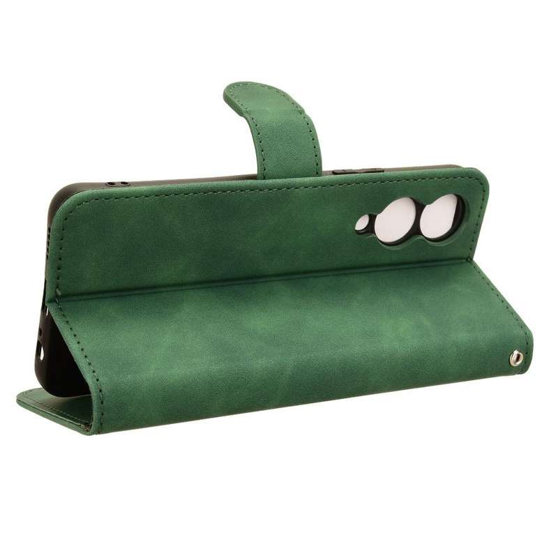 For vivo Y17s 4G Skin Feel Magnetic Flip Leather Phone Case(Green)