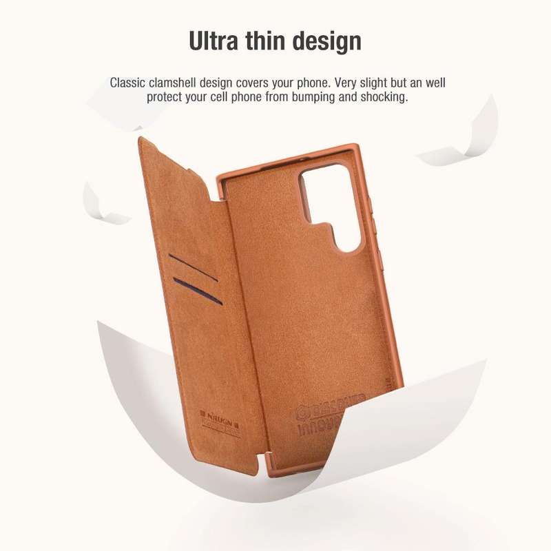 For Samsung Galaxy S22 Ultra 5G NILLKIN QIN Series Pro Sliding Camera Cover Design Leather Phone ...