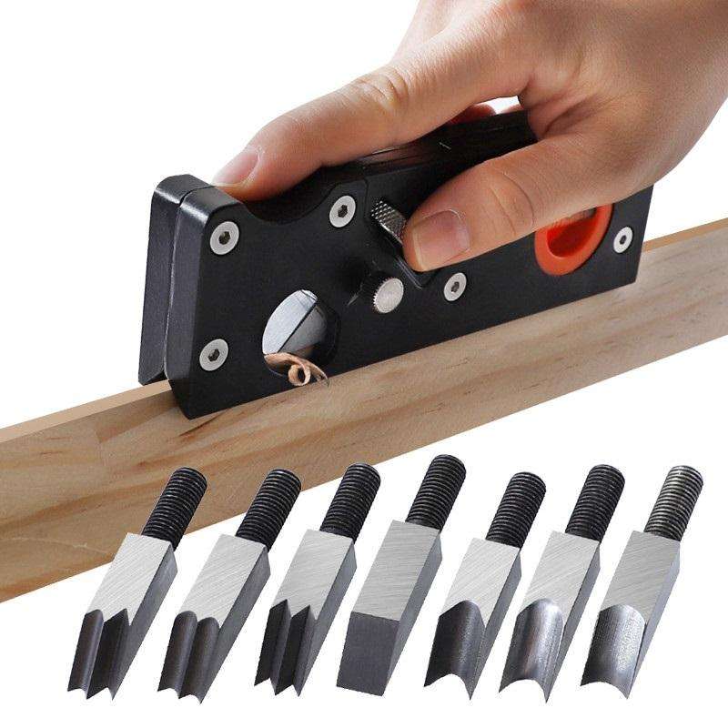 Woodworking Multi-Angle Chamfering Adjustable Depth Hand Planer, Color: Red