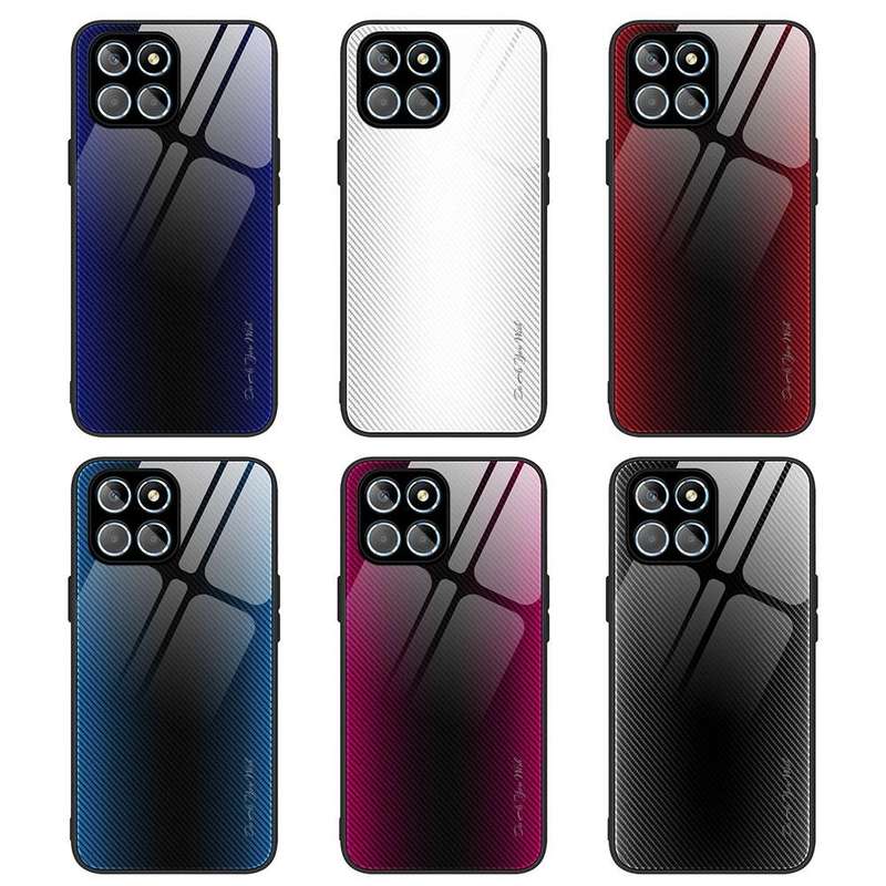 For Honor X8 Texture Gradient Glass TPU Phone Case(Black)