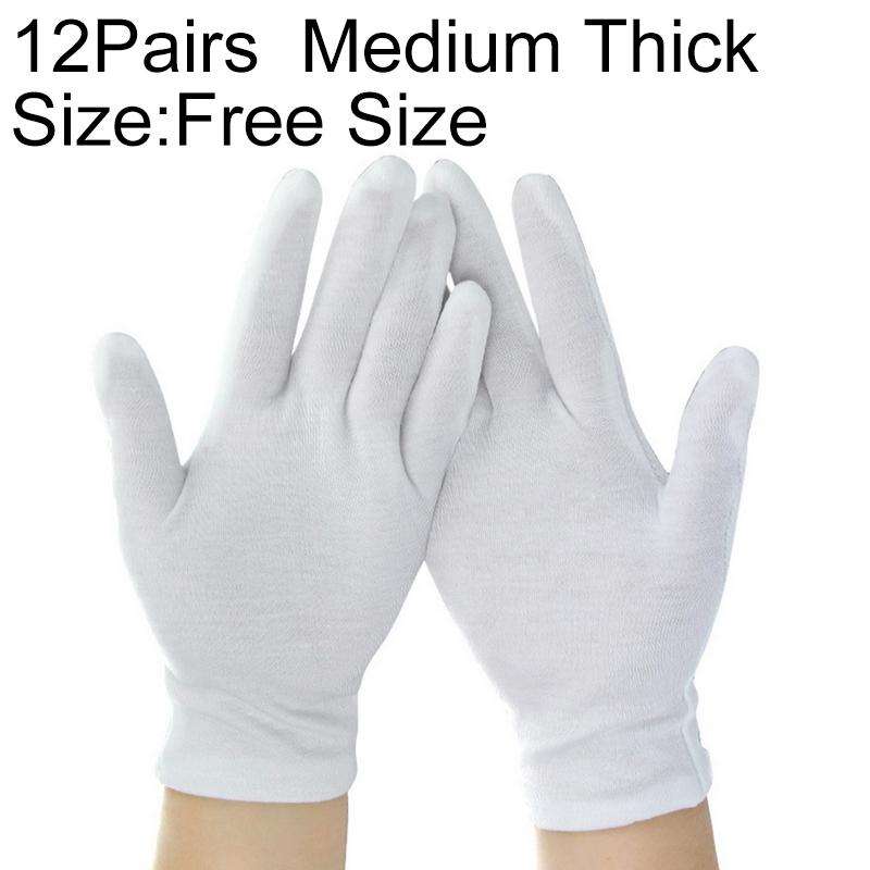 12 Pairs Pure Cotton Working Gloves, Medium Thick SizeFree Size