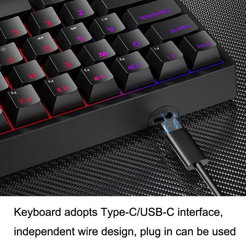 LEAVEN K620 61 Keys Hot Plug-in Glowing Game Wired Mechanical Keyboard, Cable Length: 1.8m, Color...