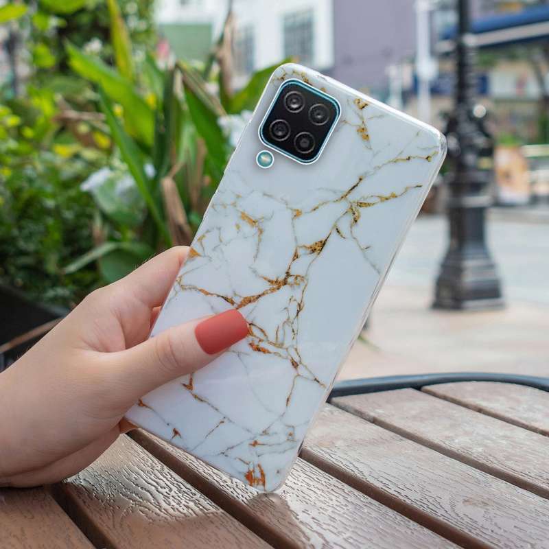 For Samsung Galaxy A12 5G IMD Marble Pattern TPU Phone Case(White)