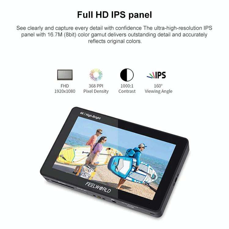 FEELWORLD F6 PLUSX 5.5 inch High Bright 1600nit Touch Screen DSLR Camera Field Monitor IPS FHD192...