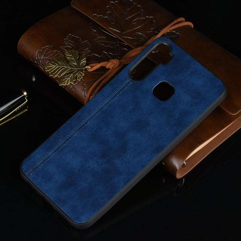 For Infinix S5 / S5 Lite/ X652 Shockproof Sewing Cow Pattern Skin PC + PU + TPU Case(Blue)