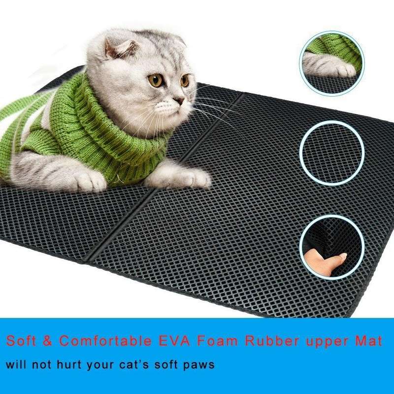 Waterproof Pet Cat Litter Mat EVA Double Layer Cat Litter Trapping Pets Mat Pad Bottom Non-slip P...