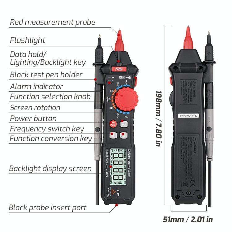 TASI Pen Multimeter Small Portable Intelligent Universal Table, Style: TA802B Automatic Identific...