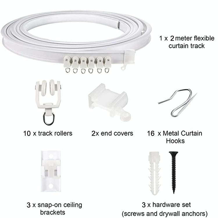 Model Steel Track Set Flexible Silent Slide Track Track with Hooks, Size: 2m