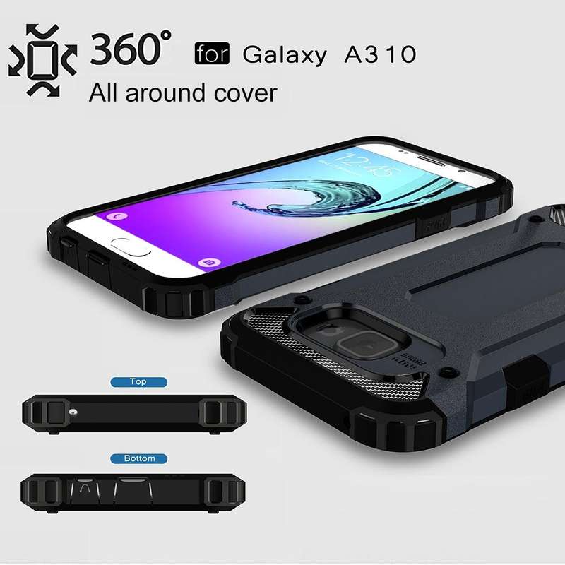 For Galaxy A3 (2016) / A310 Tough Armor TPU + PC Combination Case(Dark Blue)