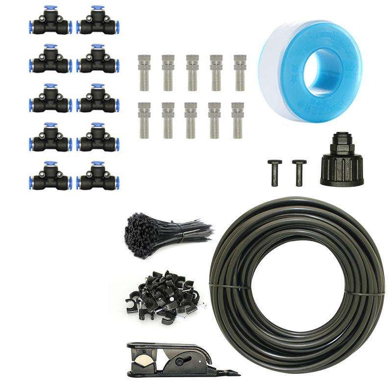 Low Pressure Spray DIY Kit Outdoor Cooling Atomization System, Specification: 10m 10 Heads(Black)