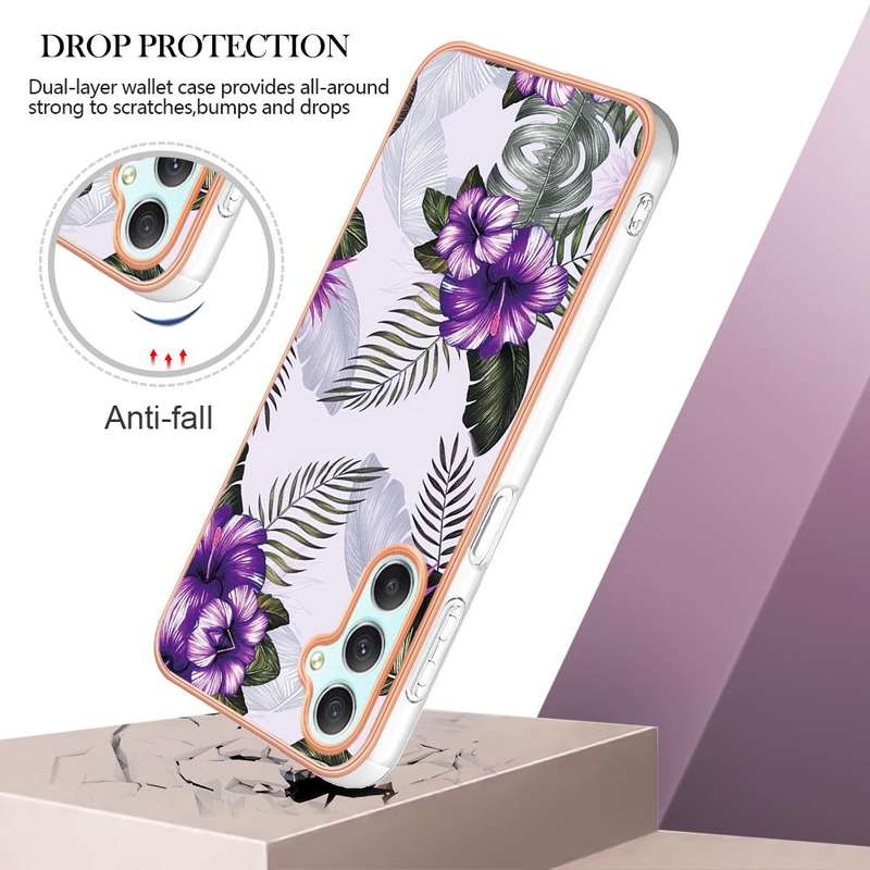 For Samsung Galaxy A24 Electroplating IMD TPU Phone Case(Purple Flower)