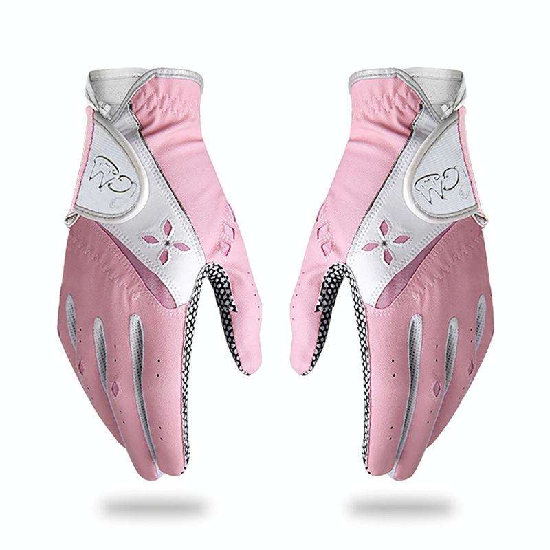 PGM One Pair Golf Non-Slip PU Leather Gloves for Women (Color:Pink Size:18)