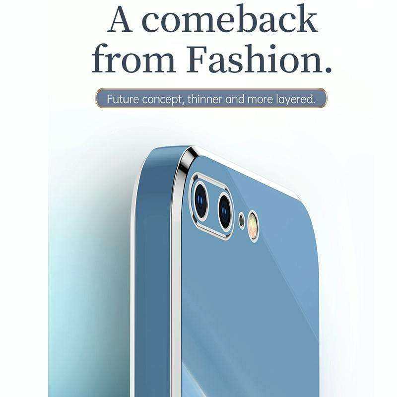 XINLI Straight 6D Plating Gold Edge TPU Shockproof Case For iPhone 8 Plus / 7 Plus(White)