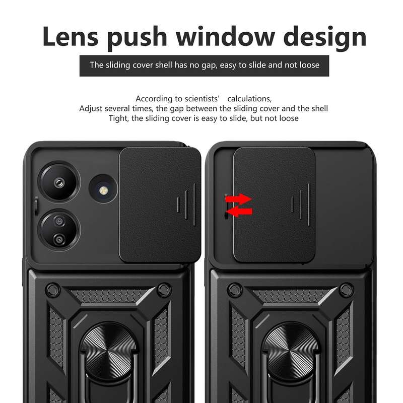 For Xiaomi Redmi 13C 4G Sliding Camera Cover Design TPU Hybrid PC Phone Case(Rose Gold)
