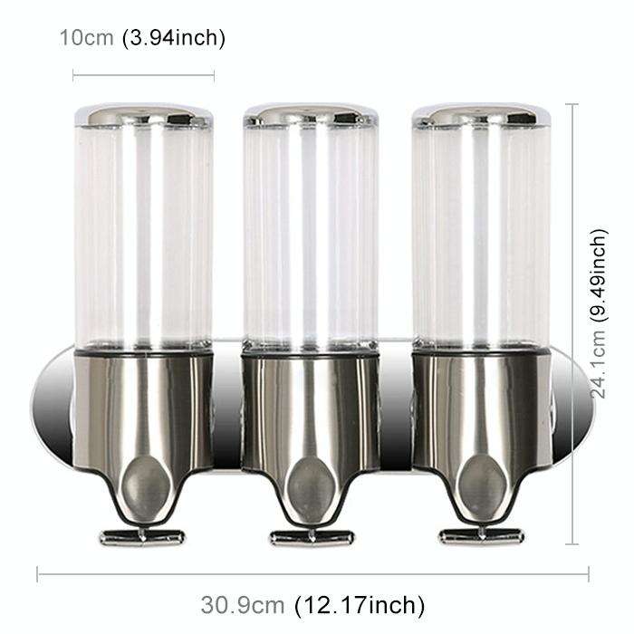 Triple Hotel Shower Manual Dispenser Wall Mounted Washing Liquid Shampoo Soap Bottle, Capacity: 1...