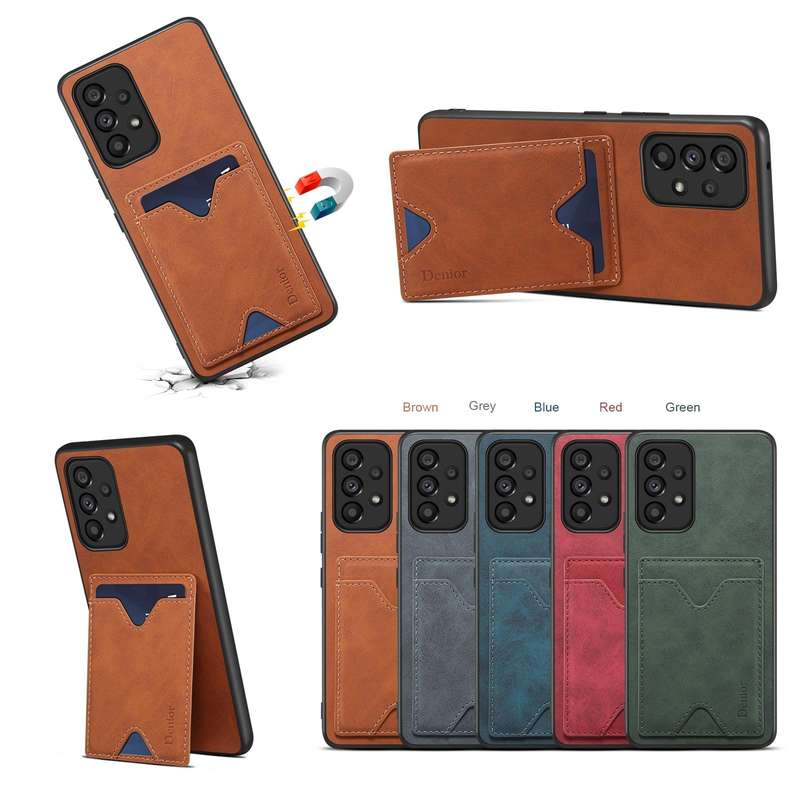 For Samsung Galaxy A24 5G Denior PU Back Cover Card Slot Holder Phone Case(Blue)