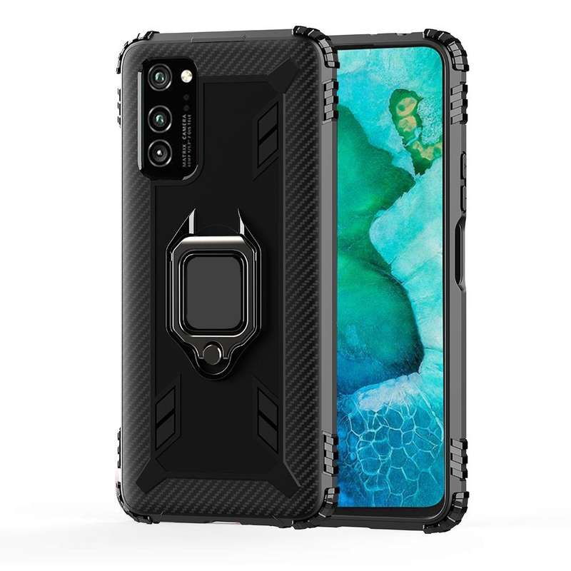 For Huawei P40 Pro / P40 Pro+ Carbon Fiber Protective Case with 360 Degree Rotating Ring Holder(B...