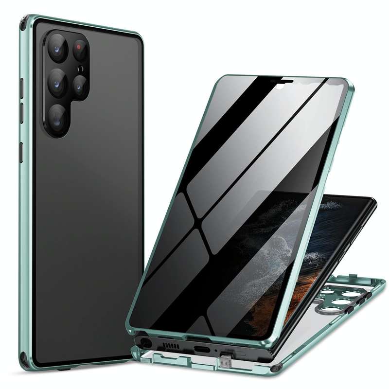 For Samsung Galaxy S24 Ultra 5G Anti-peeping Magnetic Double-sided Tempered Glass Phone Case(Green)