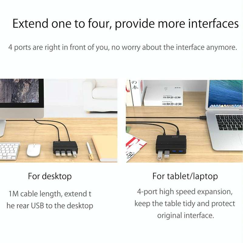 ORICO H4928-U3 ABS High Speed 4 Ports USB 3.0 HUB with 12V Power Adapter for Smartphones / Tablet...
