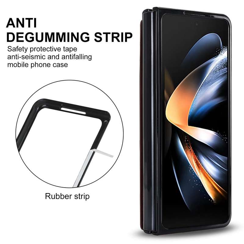 For Samsung Galaxy Z Fold3 Full Coverage Fold Double Buckle PU Phone Case with Pen Slots(Brown)