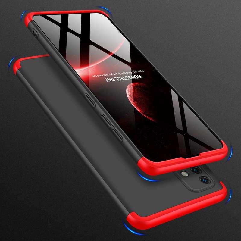 For Samsung Galaxy A51 GKK Three Stage Splicing Full Coverage PC Protective Case(Black Red)