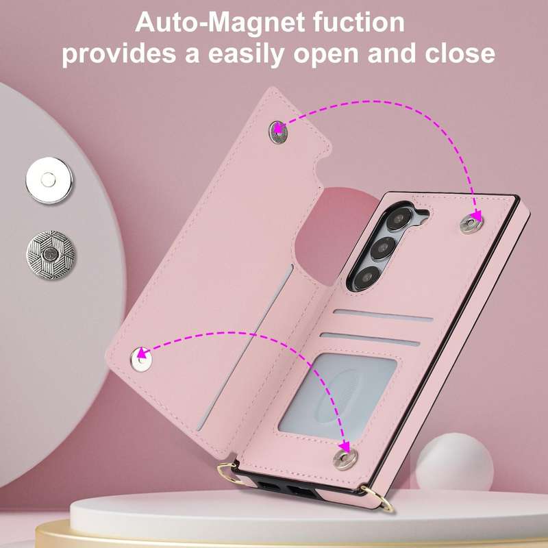 For Samsung Galaxy S23 5G Cross-body Zipper Square Phone Case(Pink)