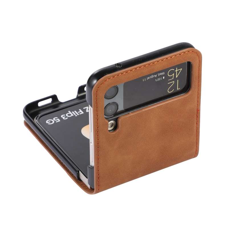For Samsung Galaxy Z Flip4 Card Slot Leather Phone Case(Brown)