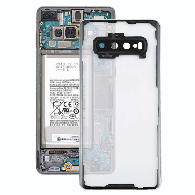 For Samsung Galaxy S10+ SM-G9750 G975F Transparent Battery Back Cover with Camera Lens Cover (Tra...