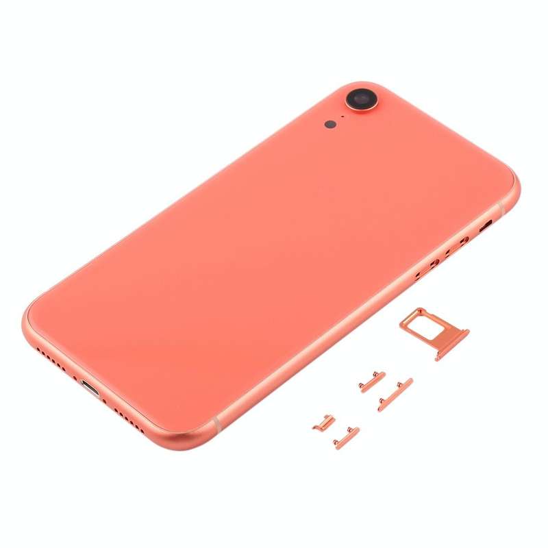 Back Housing Cover with Camera Lens & SIM Card Tray & Side Keys for iPhone XR(Coral)