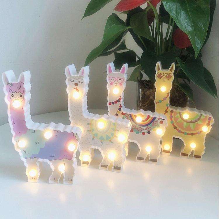 LED Painted Lantern Alpaca Night Light Holiday Decoration Room Posing Style Light(White)