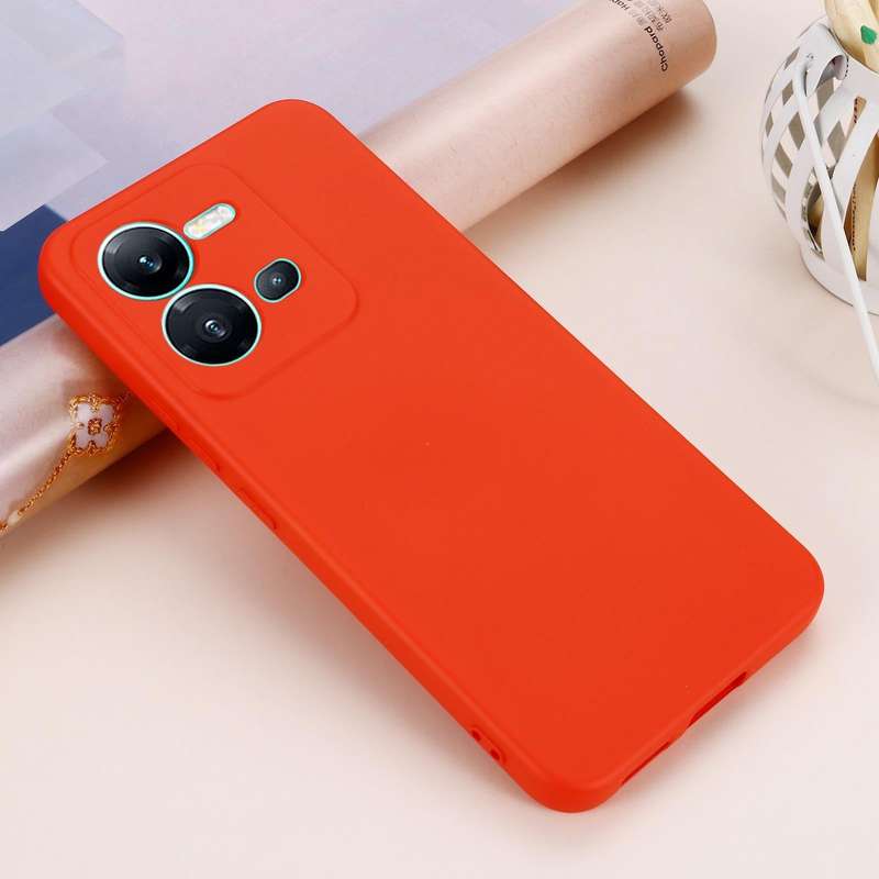 For vivo V25 5G / V25E 5G / X80 Lite Pure Color Liquid Silicone Shockproof Full Coverage Phone Ca...