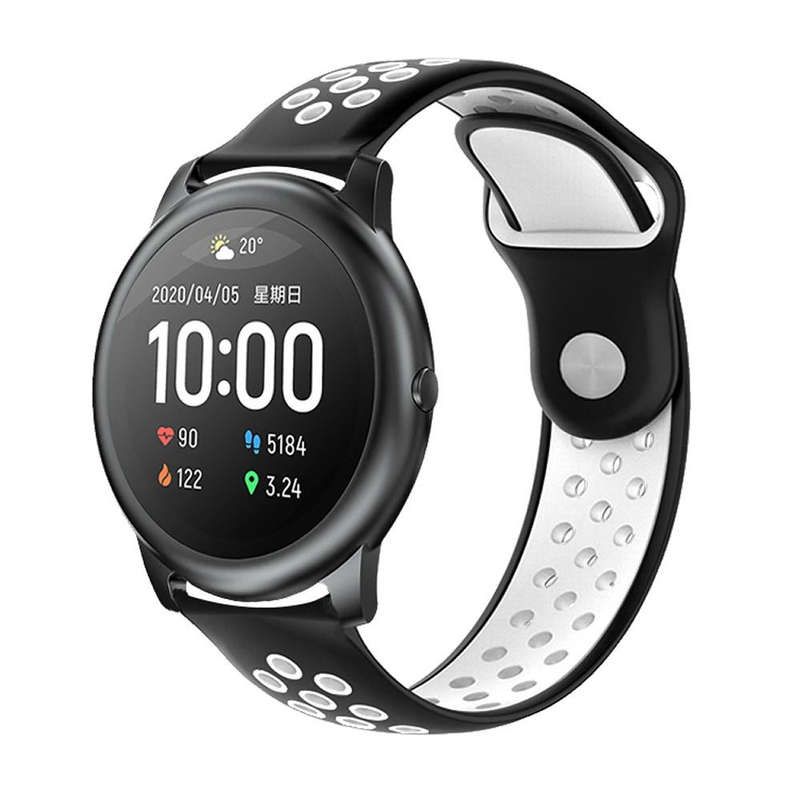 For Xiaomi Haylou Solar / LS05 Silicone Reverse Buckle Strap(Black+White)
