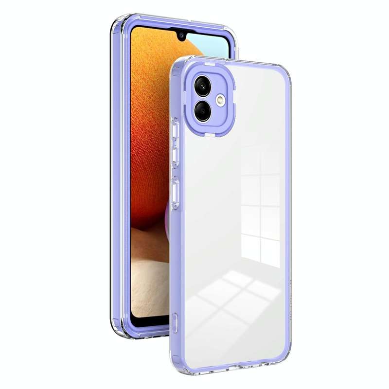 For Samsung Galaxy A04 Clear TPU Color PC Frame Phone Case(Purple)