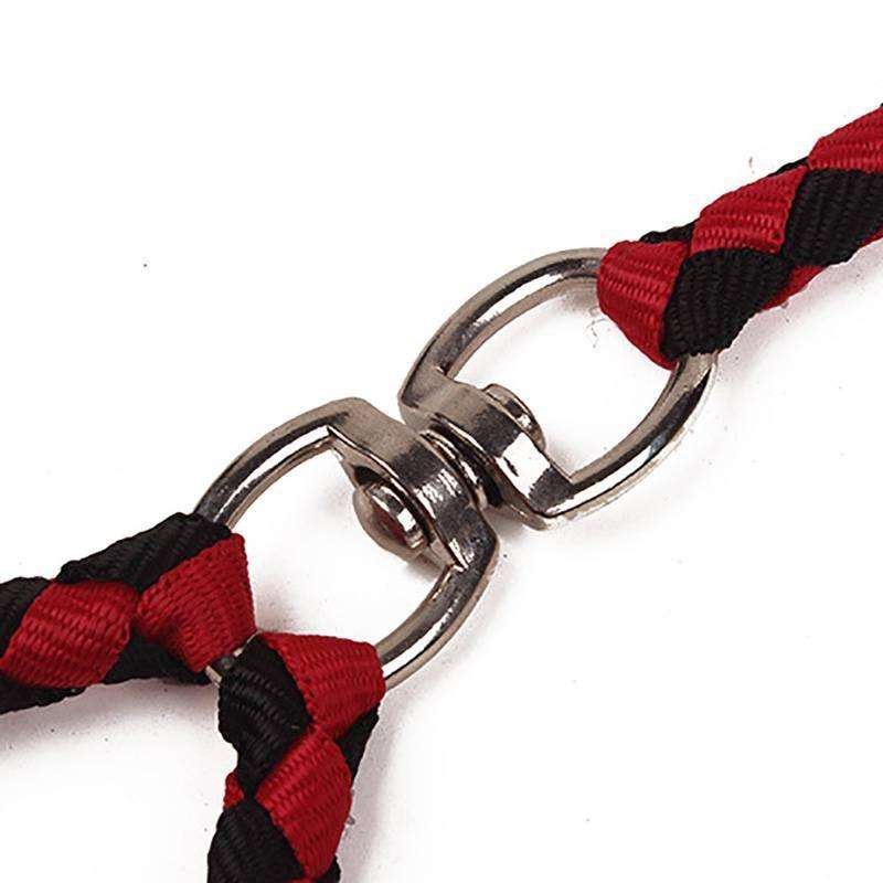 Double Dog Leashes Anti-winding Pet Traction Rope, Size:1.4m(Red Black)