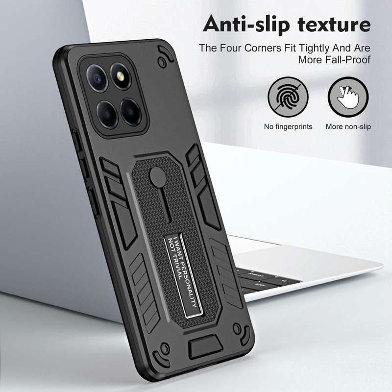 For Honor X6 / X6s / X8 5G Variety Brave Armor Finger Loop Holder Phone Case(Black)