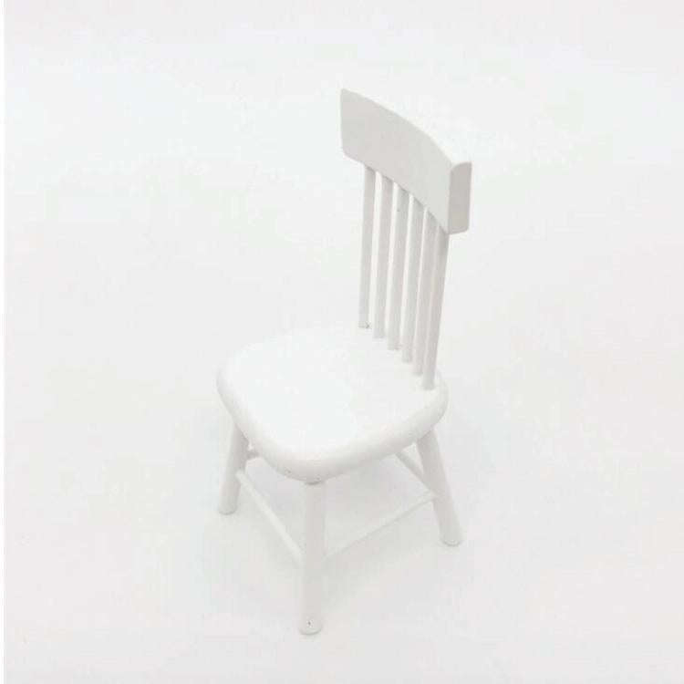 3 PCS Doll House Miniature Dining Room Furniture Wooden Chair Children Educational Toys(White)