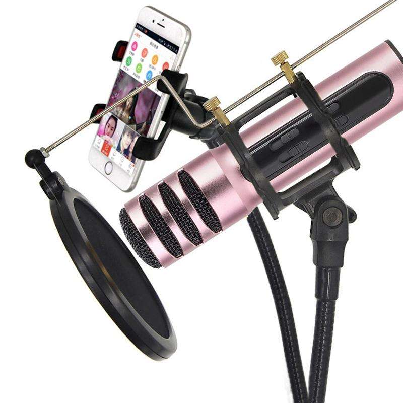 BGN-C7 Condenser Microphone Dual Mobile Phone Karaoke Live Singing Microphone Built-in Sound Card...