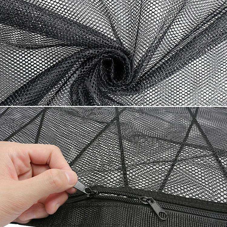 Car Ceiling Storage Net Bag Draw Rope Double-Layer Zipper Car Storage Net Pocket(80x55cm)