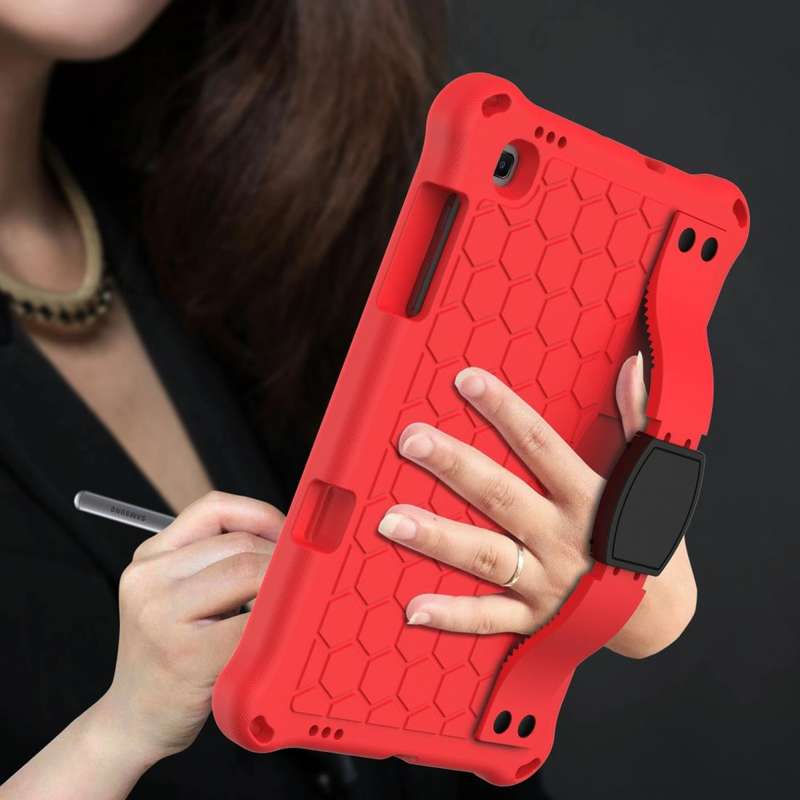 For Samsung Galaxy Tab S6 Lite P610 Honeycomb EVA + PC Shockproof Case with Strap(Red+Black)