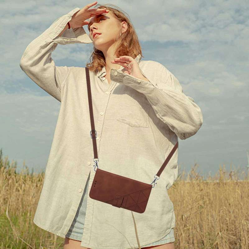 For Samsung Galaxy S21 5G Crossbody 3D Embossed Flip Leather Phone Case(Brown)
