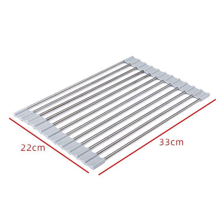 Folding Water Filters Kitchen Rack Sink Bowl Chopsticks Filters, Style: Stainless Steel 33x22cm