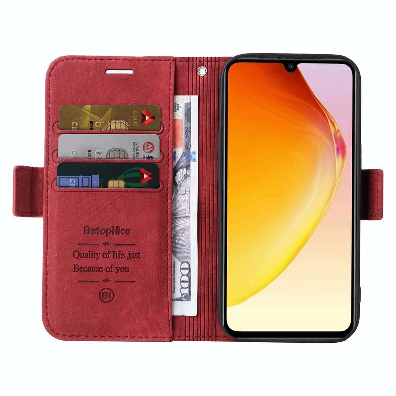 For vivo V25 / V25e 4G Global BETOPNICE Dual-side Buckle Leather Phone Case(Red)