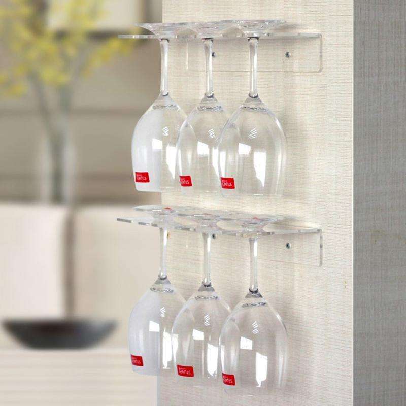 Household Red Wine Goblet Acrylic Upside Down Cup Holder(Three Cups)