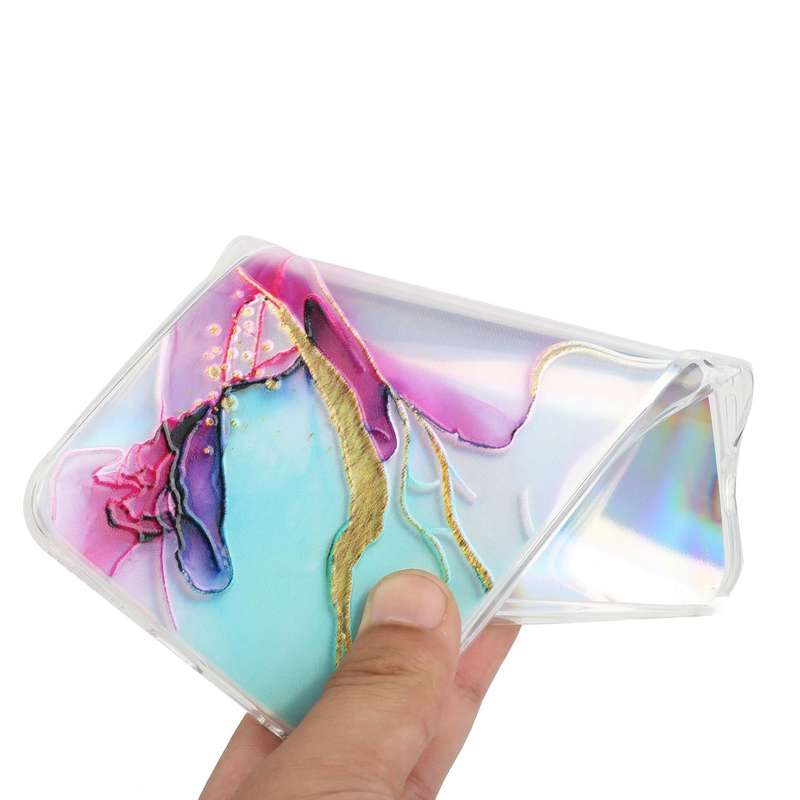 For Samsung Galaxy A03 Laser Marble Pattern Clear TPU Phone Case(Green)