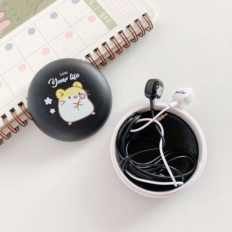 2 Pairs Heavy Bass Wired Headset Mobile Phone Universal Headset with Storage Box & Microphone(Bla...